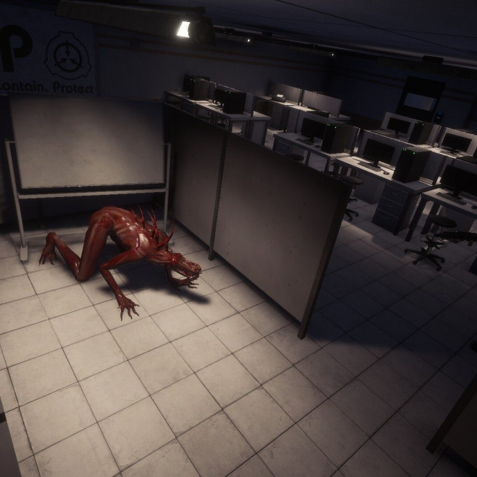 Коридор комплекса SCP в многопользовательской игре SCP: Secret Laboratory